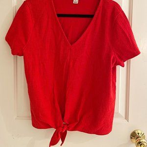 J Crew Red Front Tie T-Shirt